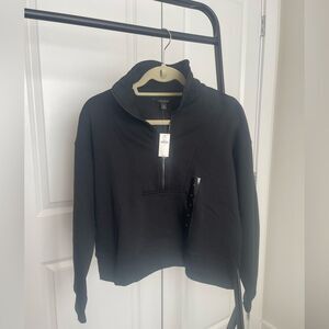 Banana Republic Factory Black Boxy Polo Sweatshirt